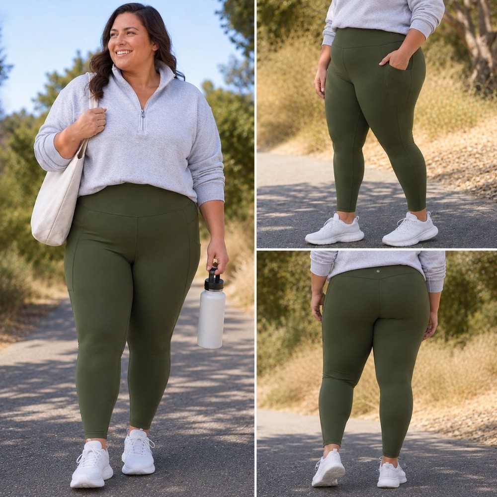 NWT Athleta Salutation Stash High Rise 7/8 Tight 3X 24W 26W Aspen Olive Pockets - Picture 1 of 12